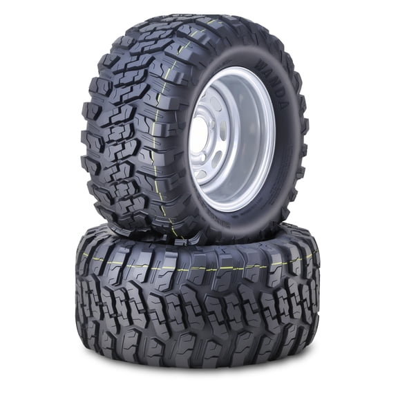 WANDA AT Style Golf Cart Tire & wheel 20X10-10 with 4 Lugs on 4" PCD ET-15.5 Silver Wheel-14054,SET 2