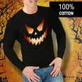 thumbnail image 2 of Halloween Evil Jack-O-Lantern Pumpkin Black Long Sleeve T-Shirt Adult X-Large, 2 of 6