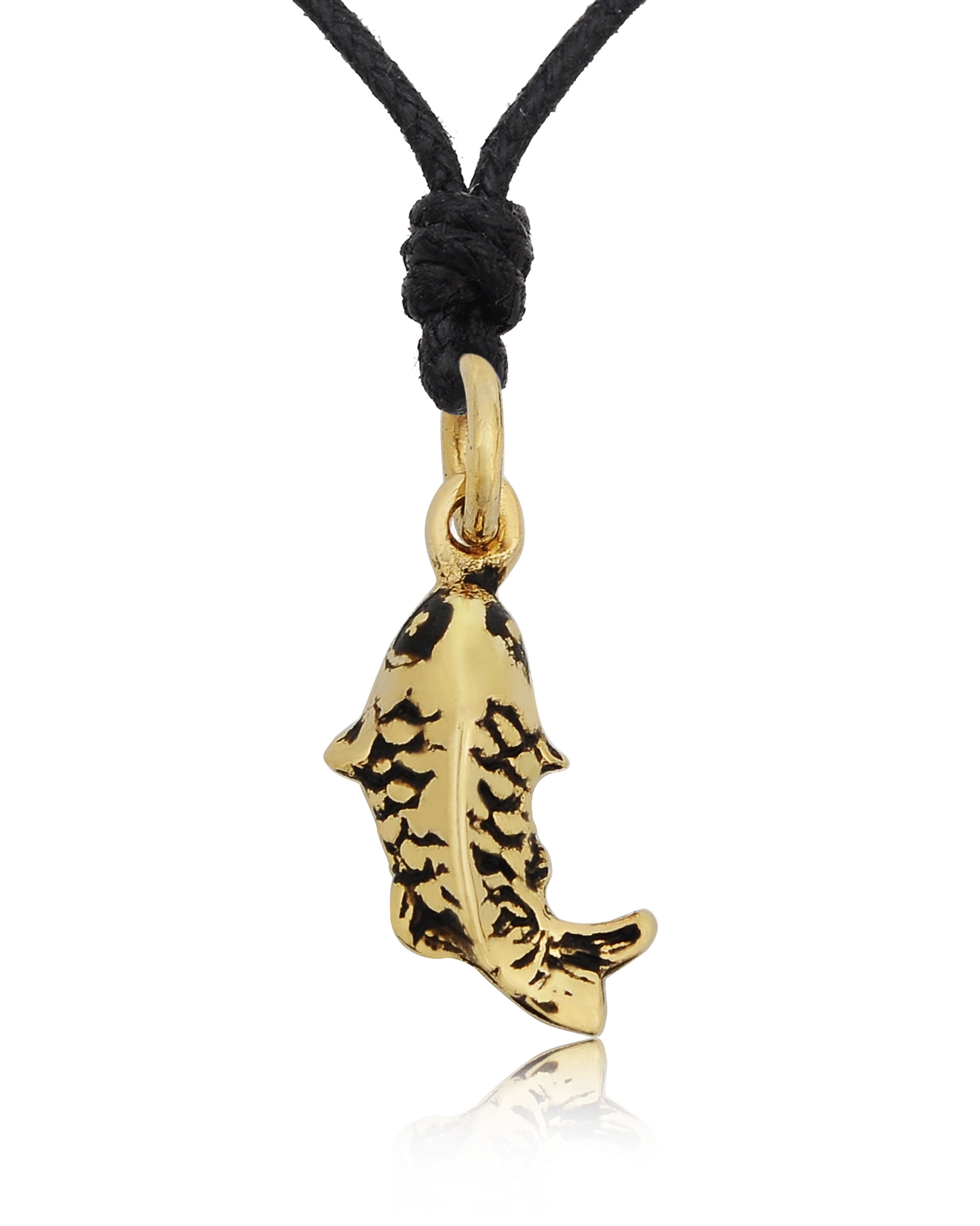Japanese Koi Fish Pisces Handmade Brass Charm Necklace Pendant Jewelry