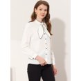 thumbnail image 4 of Unique Bargains Chemise Élégante à Manches Longues avec Col Nœud Contrasté pour Femmes Bureau Blanc TP, 4 of 4
