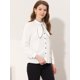 thumbnail image 4 of Camisa elegante de manga larga con cuello de pajarita y puntada en contraste Allegra K Blanco XS, 4 of 4
