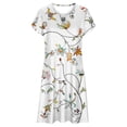thumbnail image 4 of Puntoco Vestido De Cuello Redondo De Manga Corta Suelto Casual Con Estampado Botánico De Verano Para Mujer Blanco L,Regalos Para Mujer Joven, 4 of 5