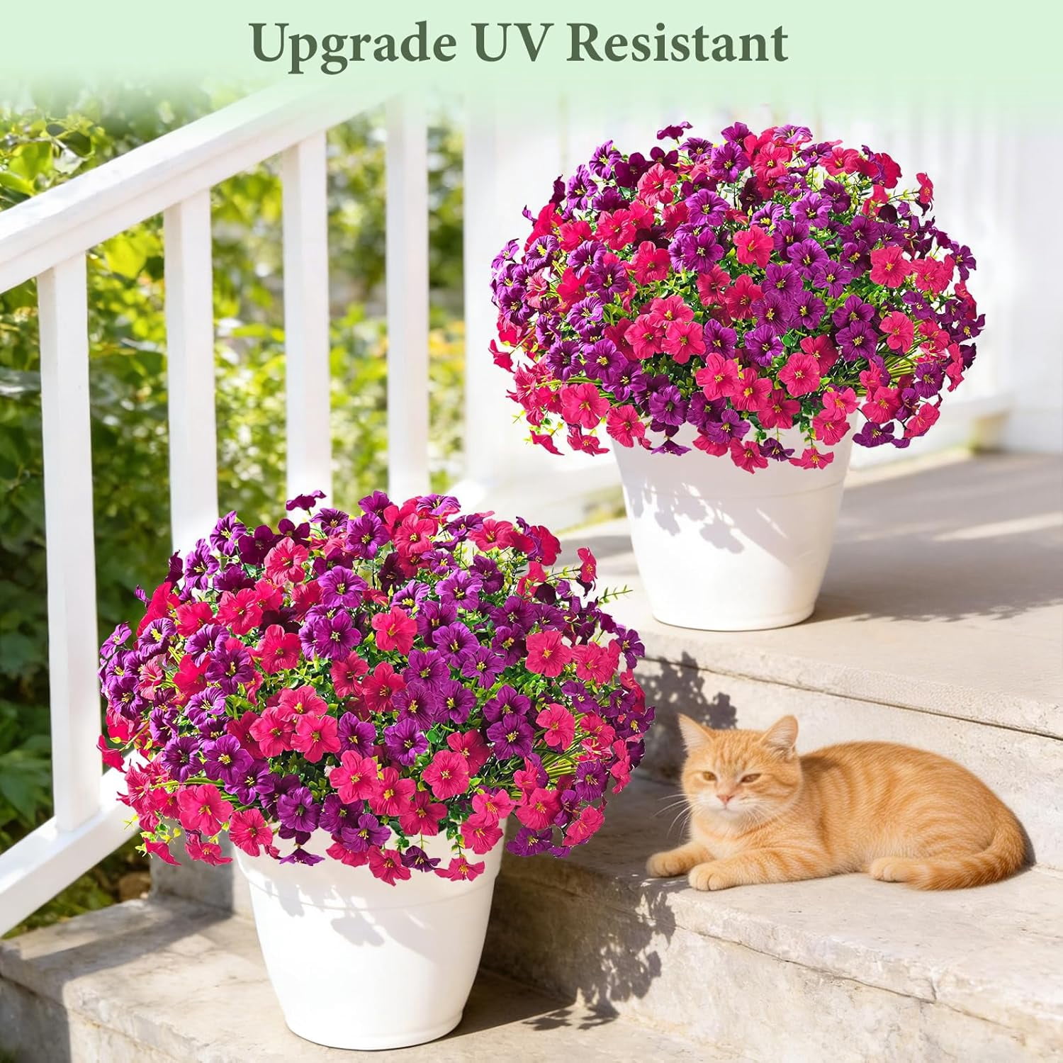 Waipfaru Artificial Flowers for Outdoors Fake Plants Outside Decoration, 24 Bundles UV Resistant Silk Morning Glory,Realistic Faux Flowers for Planter Porch Patio Yard Decor