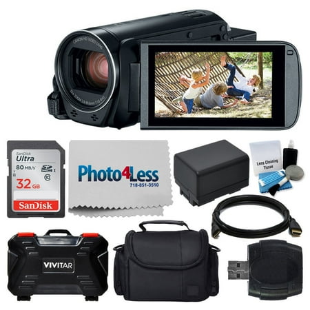 Semi Hard Camera Case - Canon VIXIA HF R800 Camcorder (Black) + 32GB Memory Card + Medium Digital Camera/Video Case + Extra Battery BP-727 + USB Card Reader + Vivitar Card Hard Case + Cleaning Kit – Value Accessory Bundle