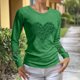 thumbnail image 4 of Mujeres de Manga Larga Tops Casual Día de San Patricio Impresión Cuello Redondo Blusa Suelta Poliéster Ligero Suave Cómodo para Primavera Verano, 4 of 6
