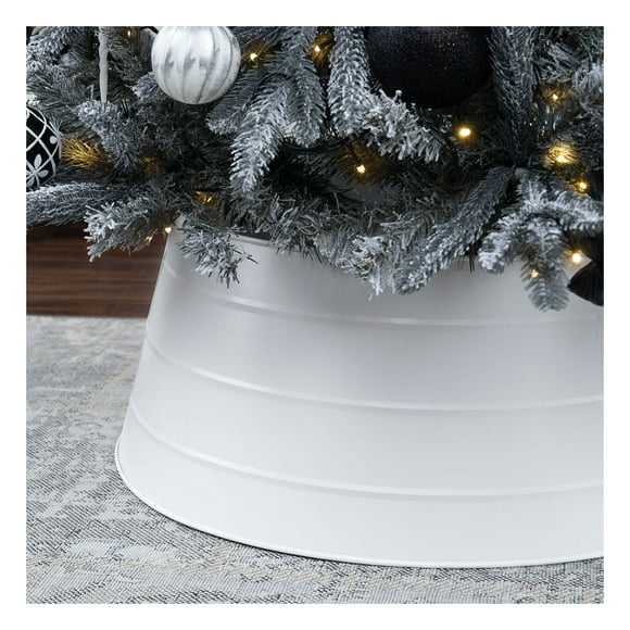 Pie de Árbol de Navidad Esquimal, Collar Metálico
de 68.6 x 25.4cm, Anillo de Acero Esquimal (Blanco)