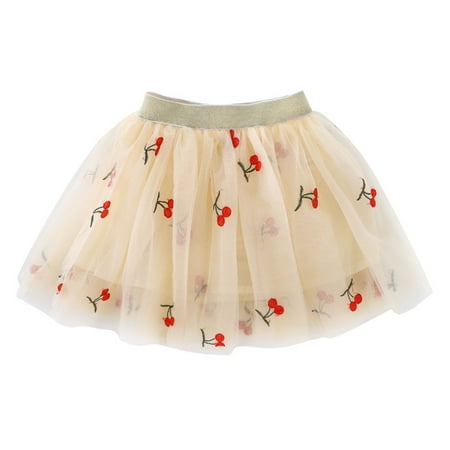 

WUXIAN Toddler Embroidery Tulle Tutu Skirt With Heart Cherry Pineapple For Girls 1-10 Years Infants Baby Clothes Children Soft Dailywear