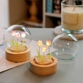 thumbnail image 4 of LINLIN Realistic Tulip Night Light, Soft Lighting Wooden Base Tulip Lamp, Creative Handmade Desk Lamp, Artificial Flower Nightlight DIY Craft for Home Decor, Study, Living, Bedroom, Gift, 4 of 8