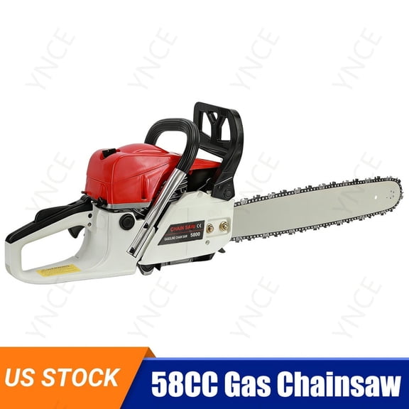 YNCE 58CC Gas Chainsaw 20 Inch Bar - 3.2HP 2-Cycle Gas Chain Saw with Easy Start, Anti-Vibration for Forest Logging, Wood, Orchards and Ranches Cutting Use