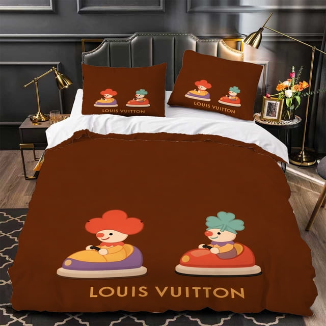 Funda de edredón de 3 piezas con payaso de caricatura, diseño en café, incluye fundas coordinadas, decoración moderna y divertida