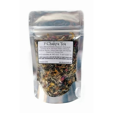 Reiki Charged 7 Chakra Balancing Tea Wildcrafted Loose Leaf Dried Herbs Shaman Lucid Dreaming Sleep Calming Relaxing 0.5 oz bag Small Sample Tea