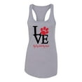 thumbnail image 2 of Wild Bobby, Love My Dog Stole My Heart Red Pawprints Pop Culture Ladies Racerback Tank Top, Heather Grey, Small, 2 of 3