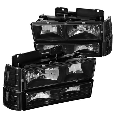 1994 Gmc G-3500 Van - Spec-D Tuning For 1994-1998 Gmc C10 C/K Sierra Black Headlights + Bumper Lights Corner Lights + Clear Reflectors 1994 1995 1996 1997 1998 (Left+Right)