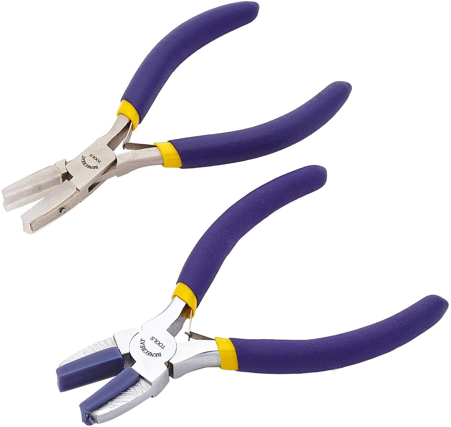 BENECREAT 2 Pieces Double Nylon Jaw Plier Set Wire Forming Pliers with Clear and Blue Jaws for DIY Beading Craft Making Project Double Nylon Jaw Pliers