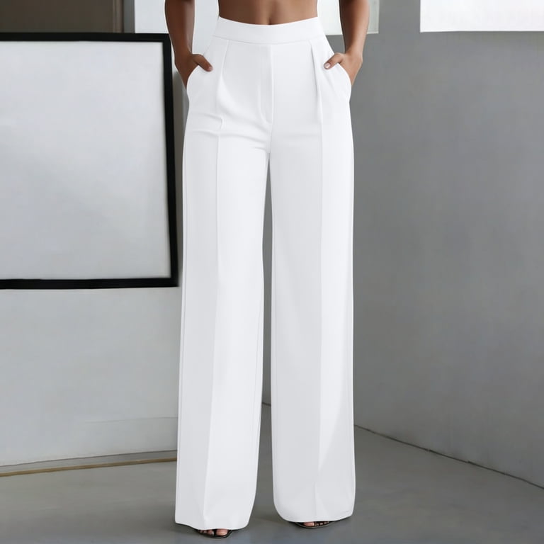 ladies dress white trousers Robell Marie Petite these trousers for women are a wardrobe necessity with a high rise to elongate your legs Womens Dress Pants Wide Leg