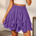 thumbnail image 2 of Unir Women Multi-Layer Ruffle Tiered Flowy Mini Chiffon Skirt Elastic High Waist Pleated Summer Beach Casual Bottom 1PC S-XXL Plus Size Friendly, 2 of 4