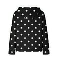 thumbnail image 4 of QATAINLAV Fall Outfits for Women 2024 Waffle Knit Hoodies Fashion Polka Dot Hooded Sweatshirts Casual Long Sleeve Pullover Tops with Pocket, Black, XXL, 4 of 7