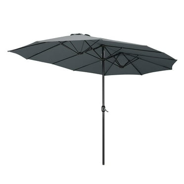 Yescom 15FT Double-sided Patio Umbrella Sunshade Crank Outdoor Garden Market Grey
