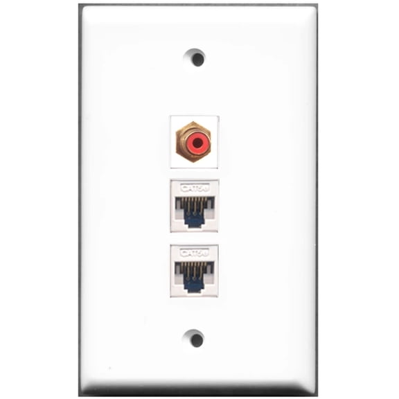 Ultra Spec Cables 1 Port RCA Red 2 Port Cat5e Wall Plate F/F