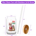 thumbnail image 5 of Santa is Coming Abyssinian Merry Christmas Xmas Noel Truck Tree 16oz Glass Cup Mug Cat Lover Kitten Owner Gifts Glass Can with Bamboo Lid and Straw - 02023, 5 of 5