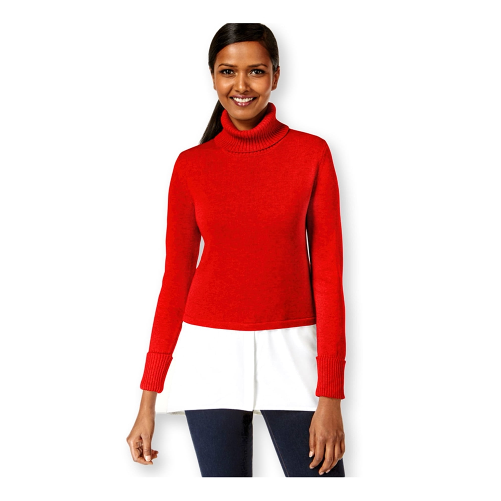Style & Co. Womens Layered-Look Turtleneck Pullover Sweater, Red, Small - Walmart.com - Walmart.com