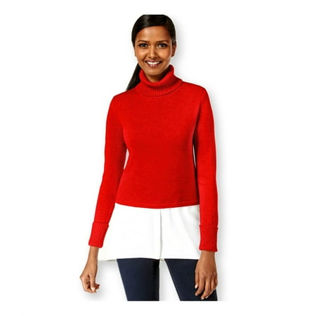 Style Co. Womens Layered Look Turtleneck Pullover Sweater Red X Large Walmart