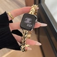 thumbnail image 6 of Diamond Design Compatible with Apple Watch Band 38mm 40mm 41mm Metal Fashion Women Replacement Strap Wheat Pattern Bracelet for iWatch Series 9/8/7/6/5/4/3/2/1 Champagne,Gold, 6 of 12