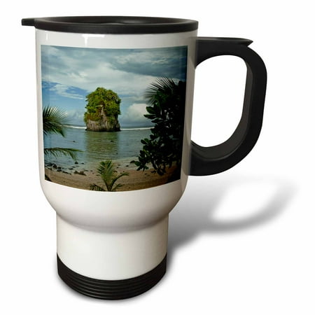 3drose, Sea Stack in the Bay of Pago Pago, Tutuila Island, American Samoa., 14oz Stainless Steel Travel Mug