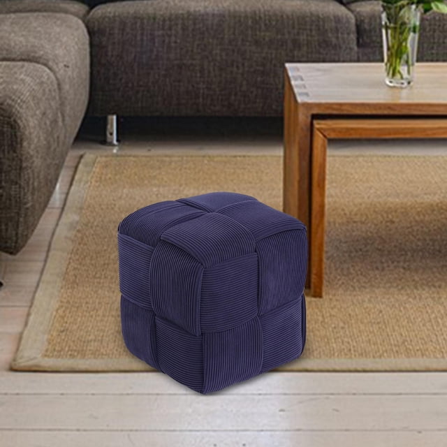 Reposapiés pequeño, taburete otomano de suelo de madera protector resistente, reposapiés para sala de juegos, dormitorio, entrada y sala de estar azul oscuro