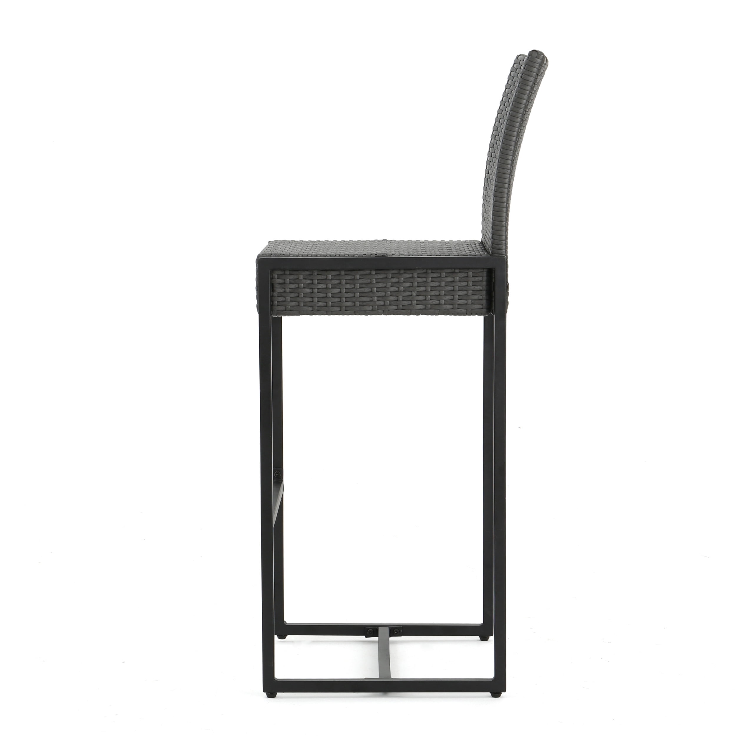 Outdoor Wicker Bar Stool Set of 2, Height Leisure Seats for Patio Bar, Brown and Grey