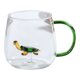 thumbnail image 1 of Taza de vidrio hecha a mano con forma de animal y planta, taza de agua, linda taza para café, leche y asa colorida., 1 of 8