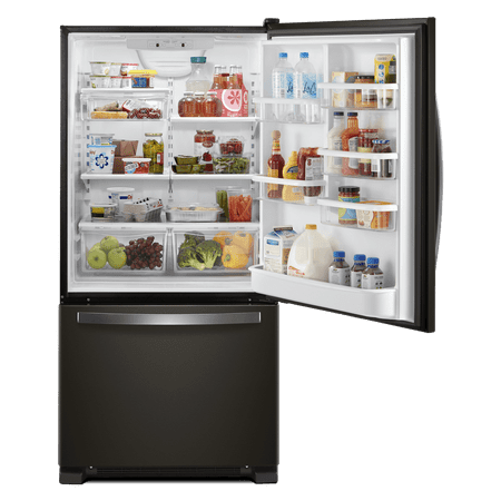 Whirlpool - 22 Cu. Ft. Bottom-Freezer Refrigerator with SpillGuard Glass Shelves - Black Stainless Steel