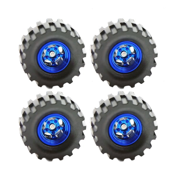 4 piezas 1/64 Modelo de ruedas de automóviles de automóvil para 1:64 Vehículos fundidos de la idea de regalo Simulación en miniatura para niños adultos modificado azul