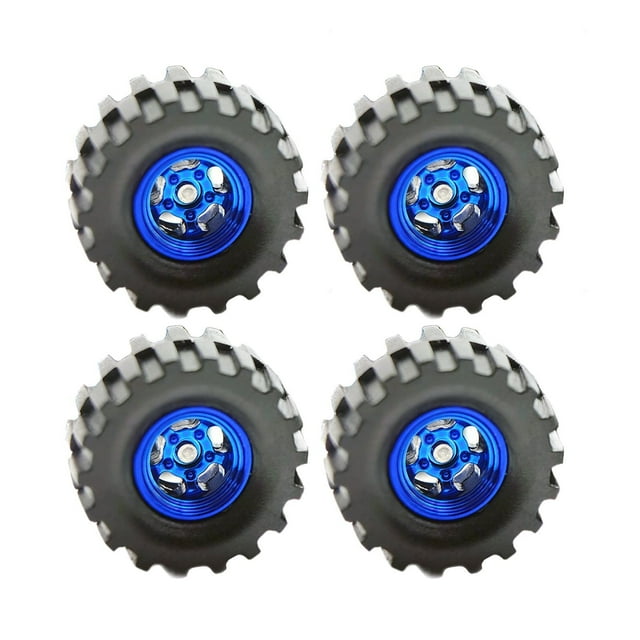 4 piezas 1/64 Modelo de ruedas de automóvil Neumáticos de de goma Diámetro de 1,45 cm para niños adultos modificados fáciles de instalar azul