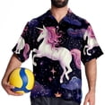 thumbnail image 4 of Starry Unicorn Men's Short Sleeve Hawaiian Poplin Shirt - Casual Printed Button Down Summer Beach Shirt for Men, 4 of 6