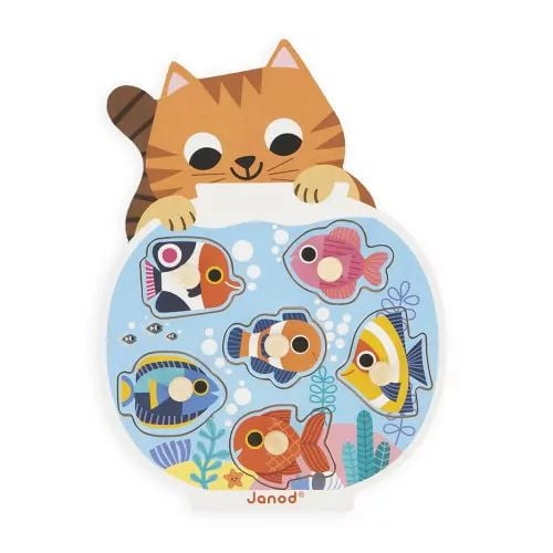 Janod - 6 piece wooden puzzle - Aquarium theme - 18 months to 3 years