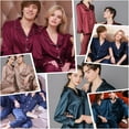 thumbnail image 6 of LANBAOSI Womens Satin Pajama Sets Long Sleeve Sleepwear Button Up Silk Loungewear, Pink S, 6 of 7