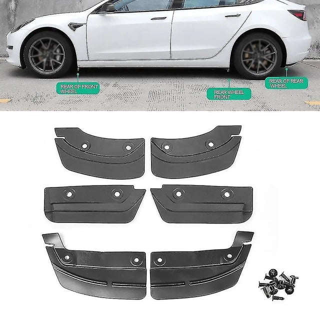 6 Pcs Garde-Boue avant et Arrière pour Tesla Model Y 19-23 Modèle 3 21-23 PVC Flèches-SinKeeU