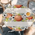 thumbnail image 4 of Ball Sports Round Tablecloth 36-44 Inch Round Fitted Table Cloth with Elastic Edge, Rustic Football Basketball Sports Waterproof Table Cover Protector for Outdoor Picnic Party Dining, 4 of 9