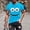 Light Blue, variant on Men's Cute Smiling Big‑Eye Cartoon Crew Neck Short Sleeve T‑Shirt, Breathable Summer Party Tops Red M