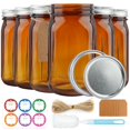 thumbnail image 1 of CARBLIN 6 Pack Mason Jars 32 oz, Amber Wide Mouth Canning With Airtight Lids, Glass Pint With Bands Labels Brush, Large Storage Quart for Jam Ferment, 1 of 7
