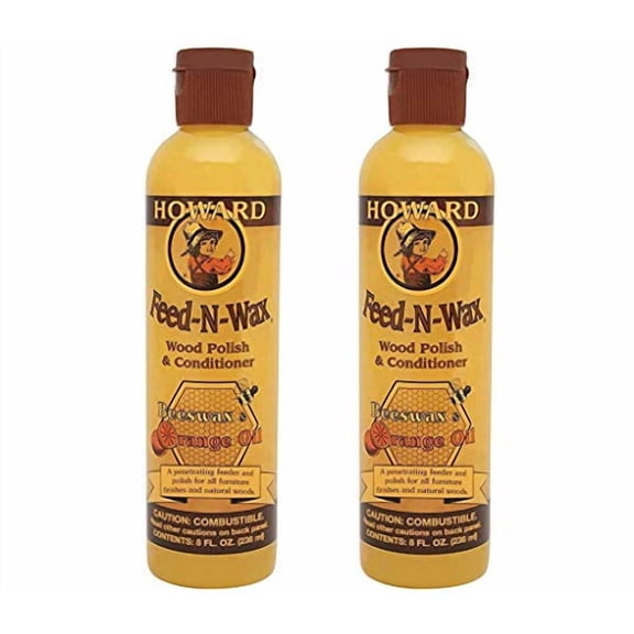 Howard FW0008 Feed-N-Wax Wood Polish and Conditioner, 8-Ounce (2-Pack)
