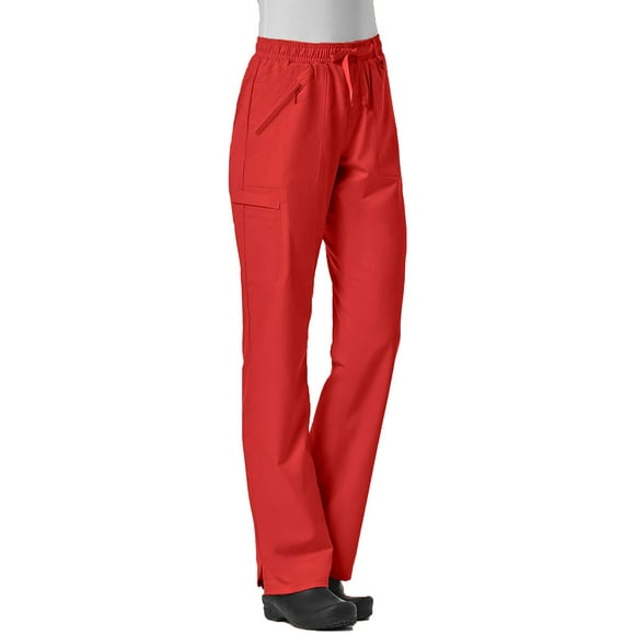 Maevn 7308 Womens Full Elastic Zipper Pocket Cargo Pant Red XXSP