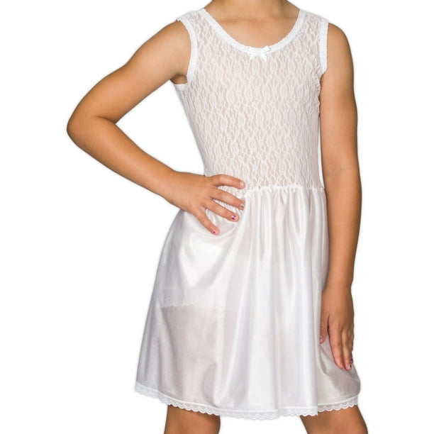 IC Collections I.C. Collections Girls White Stretch Lace Slip, 2T