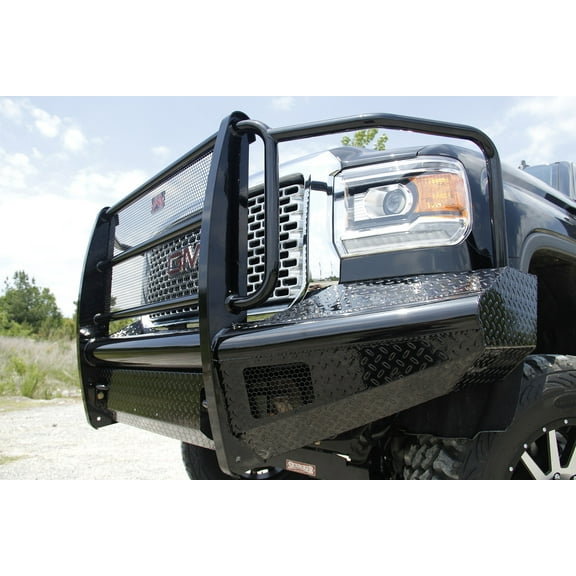 Fab Fours GM14-S3160-1 Black Steel Front Ranch Bumper Fits select: 2015-2019 GMC SIERRA
