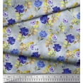 thumbnail image 3 of Soimoi Purple Poly Georgette Fabric Leaves & Floral Decor Fabric Printed BTY 42 Inch Wide, 3 of 3