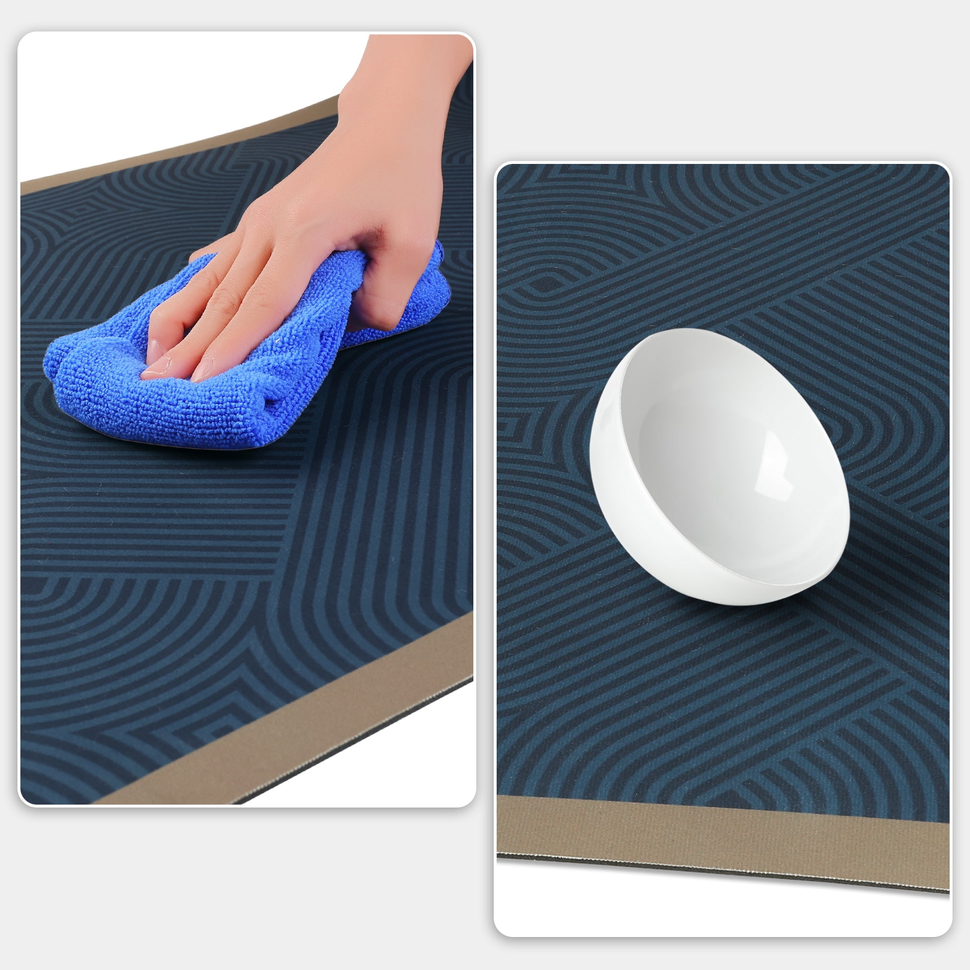 Unique Bargains Kitchen Mats for Floor Machine Washable Kitchen Rugs Non Slip Backing Blue 20" x 32"
