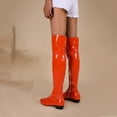 thumbnail image 4 of Puntoco Women Winter Boots Clearanc Fall/Winter Candy Low Heel Patent Leather Side Zip Tall Over-the-Knee Boots Orange 9(42), 4 of 8