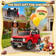 Conchico 24V Licensed Ford F150 Raptor Battery Powered Ride on Truck w/ Remote, 2-Seater and Rear Trunk for Kids Gift, Red