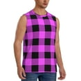 thumbnail image 2 of Kdxio Purple Black Buffalo Plaid for Men's Muscle T-shirt,Sleeveless for Workout Running Athletic Gym Lounge Casual, 2 of 7